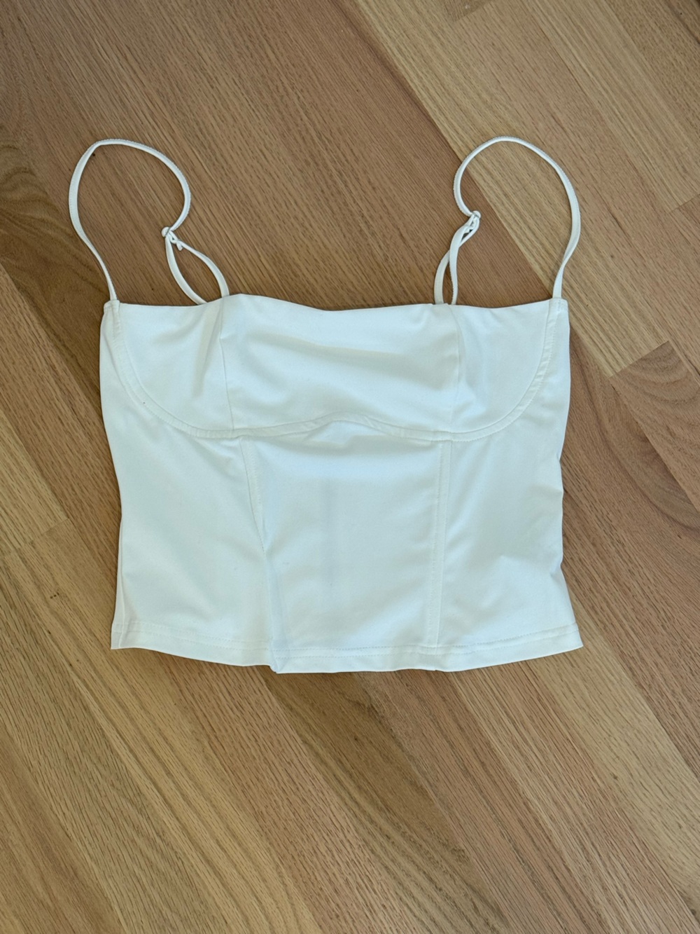 Edikted White Spaghetti Strap Cropped Cami
